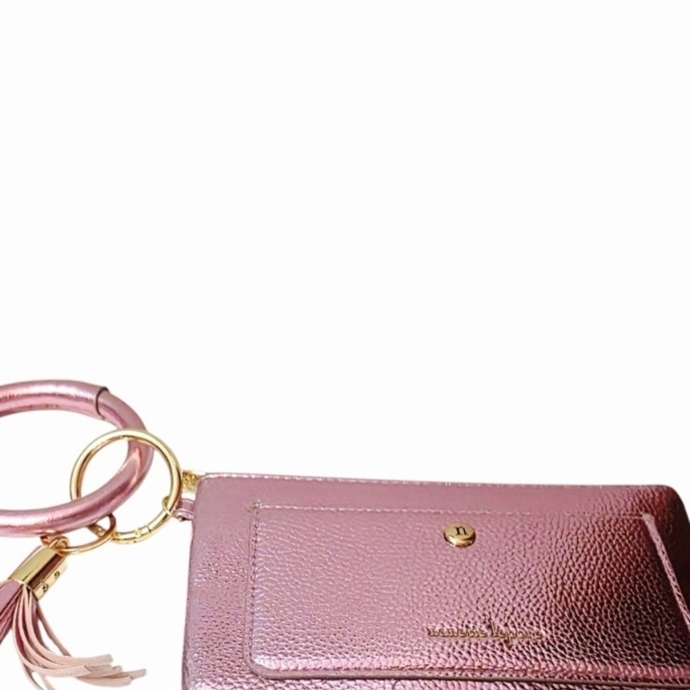 Nanette Lepore Metallic Pink Pebbled Wristlet - Picture 11 of 15